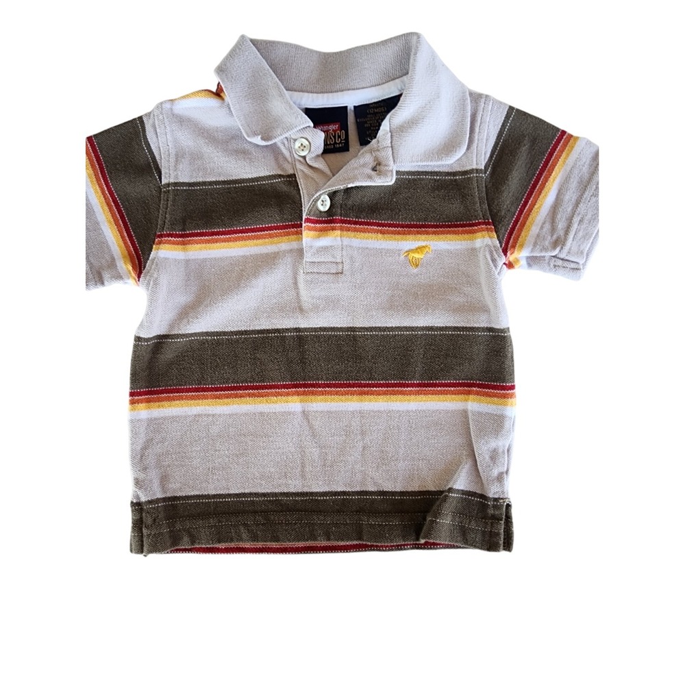 Wrangler Infant Size 12 Months Striped Short Sleeve‎ Polo Shirt